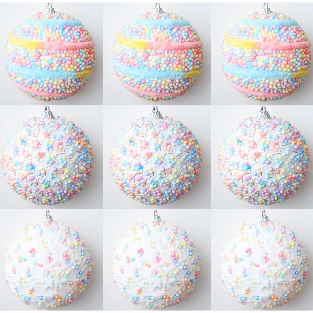 Nazada Set of 9 3" Christmas Candy Color Pastel Macaron Shatterproof Foam Balls - Picture 3 of 11